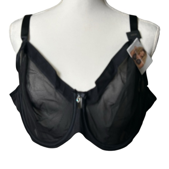 CURVY COUTURE black sheer mesh style 1311 unpadded underwire bra size 44DD NWT - Picture 12 of 13